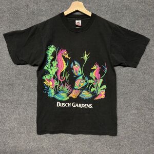 Vintage 80s Busch Gardens Graphic T Shirt Mens M Single Stitch USA Seahorse Fish